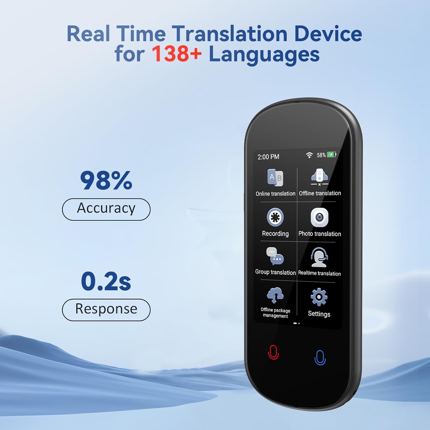 Portable Translator Device - Penerjemah Suara AI Instan Z2 Layar