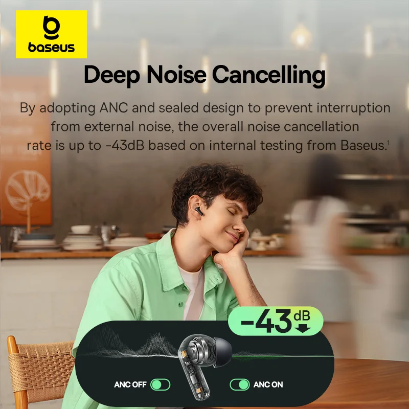 Baseus Bass EP10 NC -43dB, Ear - Earbuds Anc Wireless ulasan dan harga